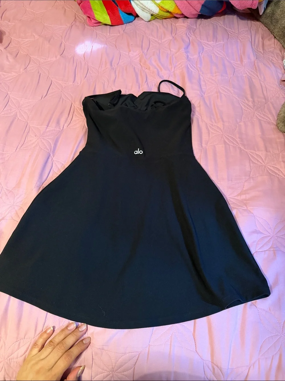 ALO Yoga Black Athletic Dress with Branding